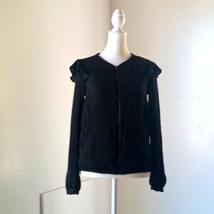 Lauren Conrad Black ruffle shoulder jacket